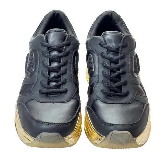 CAPE ROBBIN Attitude C Womens Shoes Black Faux Leather Sneakers Gold-tone Size 9 - Picture 12 of 12